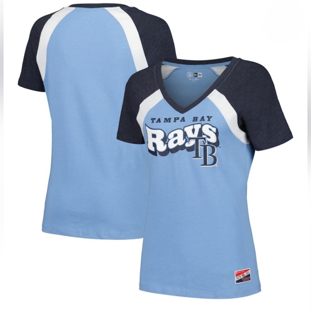 NWT TAMPA BAY RAYS NEW ERA RAGLAN V-NECK TEE
